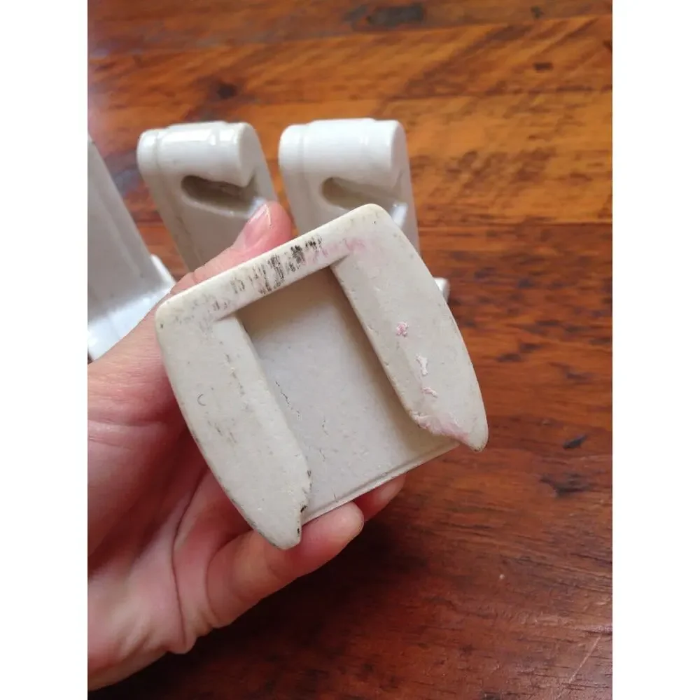 Vtg Antique Porcelain Art Deco Bathroom Towel Toilet Roll Brackets Set Various